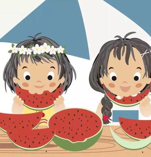 卡通头像男孩吃瓜,瓜果飘香乐翻天